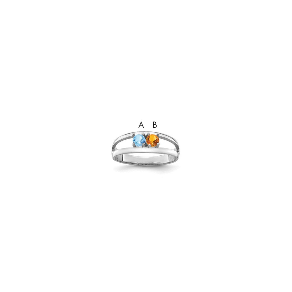 Sterling Silver Rhodium-plated Synthetic 2 Stone Mother's Ring