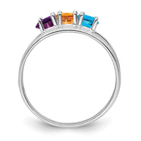 Sterling Silver Rhodium-plated Synthetic 3 Stone Mother's Ring