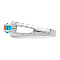 Sterling Silver Rhodium-plated Synthetic 3 Stone Mother's Ring