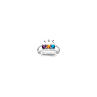 Sterling Silver Rhodium-plated Synthetic 3 Stone Mother's Ring