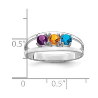 Sterling Silver Rhodium-plated Synthetic 3 Stone Mother's Ring