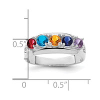 Sterling Silver Rhodium-plated Synthetic 5 Stone Mother's Ring