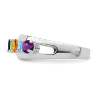 Sterling Silver Rhodium-plated Synthetic 6 Stone Mother's Ring
