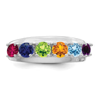 Sterling Silver Rhodium-plated Synthetic 6 Stone Mother's Ring