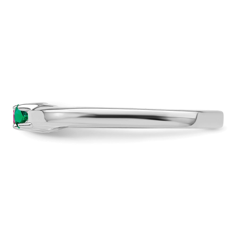 Sterling Silver Rhodium-plated Synthetic 2 Stone Mother's Ring