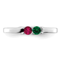 Sterling Silver Rhodium-plated Synthetic 2 Stone Mother's Ring