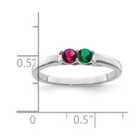 Sterling Silver Rhodium-plated Synthetic 2 Stone Mother's Ring
