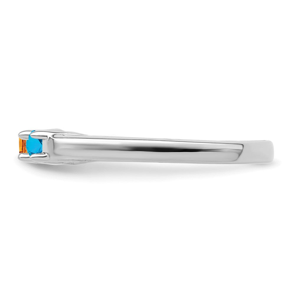 Sterling Silver Rhodium-plated Synthetic 3 Stone Mother's Ring