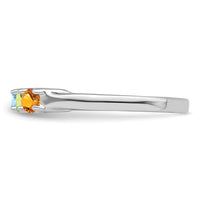 Sterling Silver Rhodium-plated Synthetic 5 Stone Mother's Ring