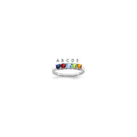 Sterling Silver Rhodium-plated Synthetic 5 Stone Mother's Ring