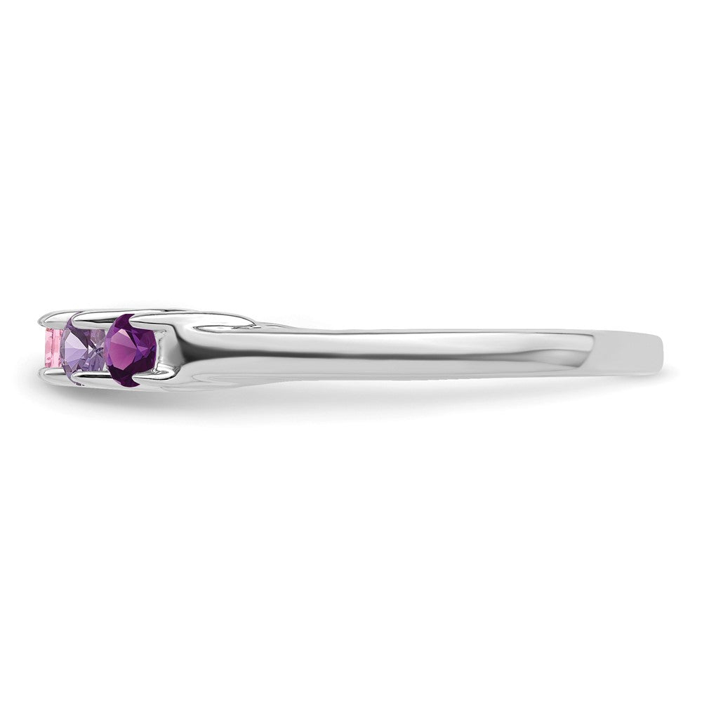 Sterling Silver Rhodium-plated Synthetic 6 Stone Mother's Ring