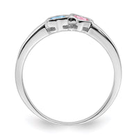 Sterling Silver Rhodium-plated Synthetic 2 Stone Mother's Ring