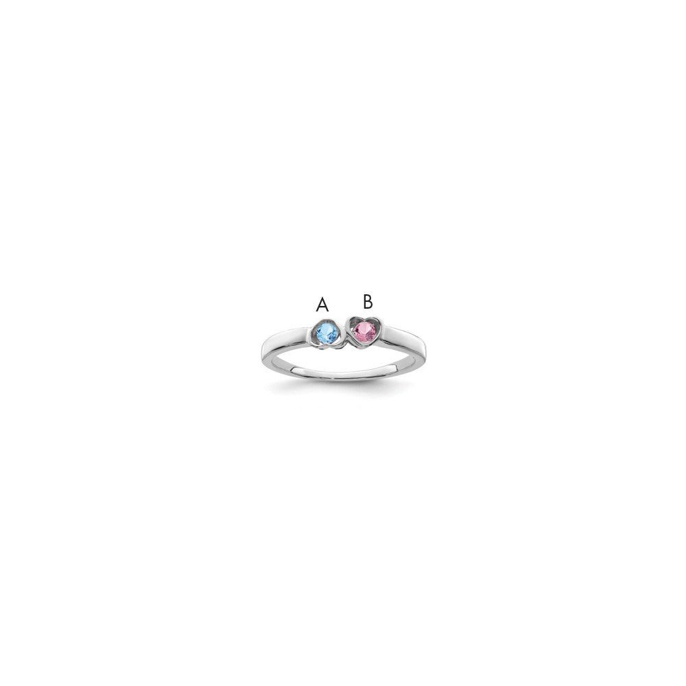 Sterling Silver Rhodium-plated Synthetic 2 Stone Mother's Ring