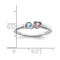 Sterling Silver Rhodium-plated Synthetic 2 Stone Mother's Ring