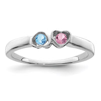 Sterling Silver Rhodium-plated Synthetic 2 Stone Mother's Ring