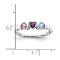 Sterling Silver Rhodium-plated Synthetic 3 Stone Mother's Ring