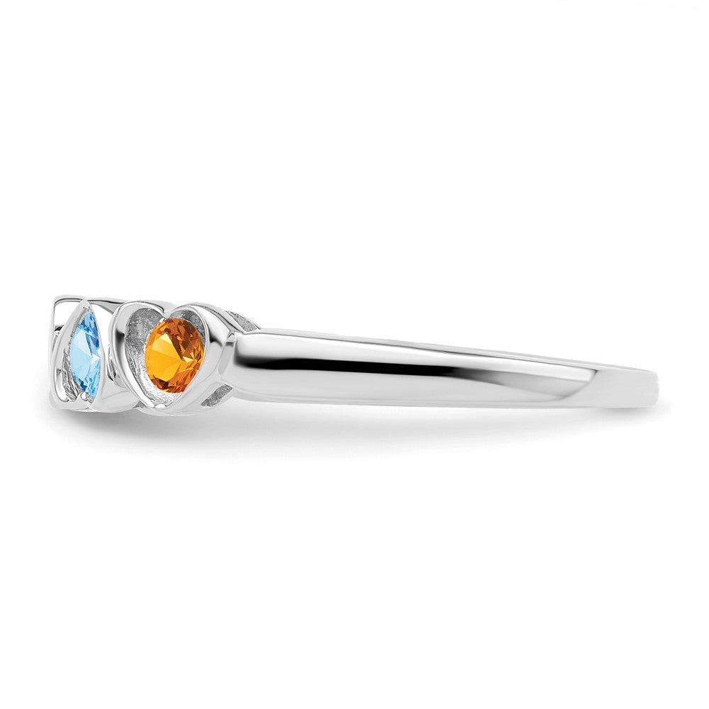 Sterling Silver Rhodium-plated Synthetic 5 Stone Mother's Ring