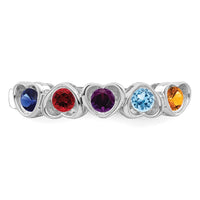 Sterling Silver Rhodium-plated Synthetic 5 Stone Mother's Ring