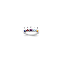 Sterling Silver Rhodium-plated Synthetic 5 Stone Mother's Ring