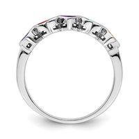 Sterling Silver Rhodium-plated Synthetic 5 Stone Mother's Ring