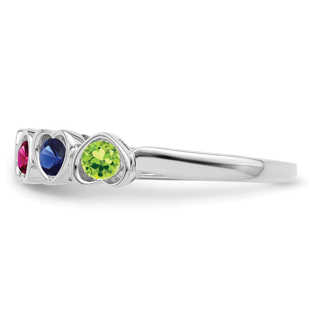 Sterling Silver Rhodium-plated Synthetic 6 Stone Mother's Ring