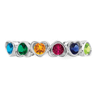 Sterling Silver Rhodium-plated Synthetic 6 Stone Mother's Ring