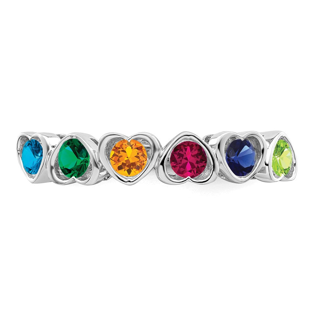 Sterling Silver Rhodium-plated Synthetic 6 Stone Mother's Ring