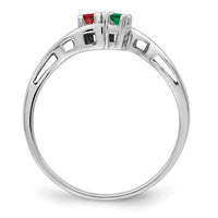 Sterling Silver Rhodium-plated Synthetic 2 Stone Mother's Ring