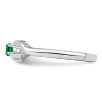Sterling Silver Rhodium-plated Synthetic 2 Stone Mother's Ring