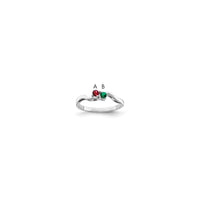 Sterling Silver Rhodium-plated Synthetic 2 Stone Mother's Ring