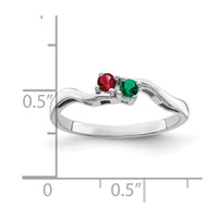 Sterling Silver Rhodium-plated Synthetic 2 Stone Mother's Ring