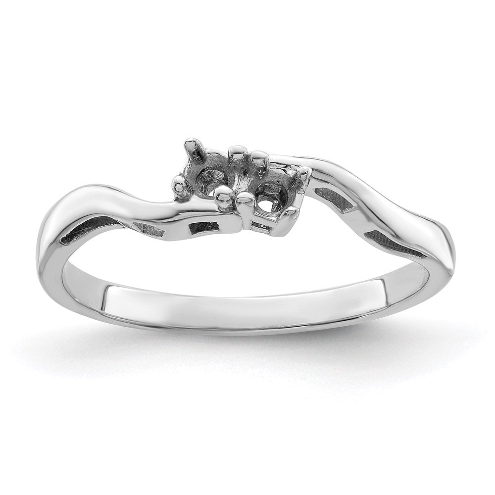 Sterling Silver Rhodium-plated Synthetic 2 Stone Mother's Ring