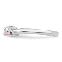 Sterling Silver Rhodium-plated Synthetic 3 Stone Mother's Ring