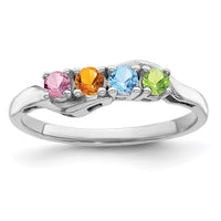 Sterling Silver Rhodium-plated Synthetic 4 Stone Mother's Ring