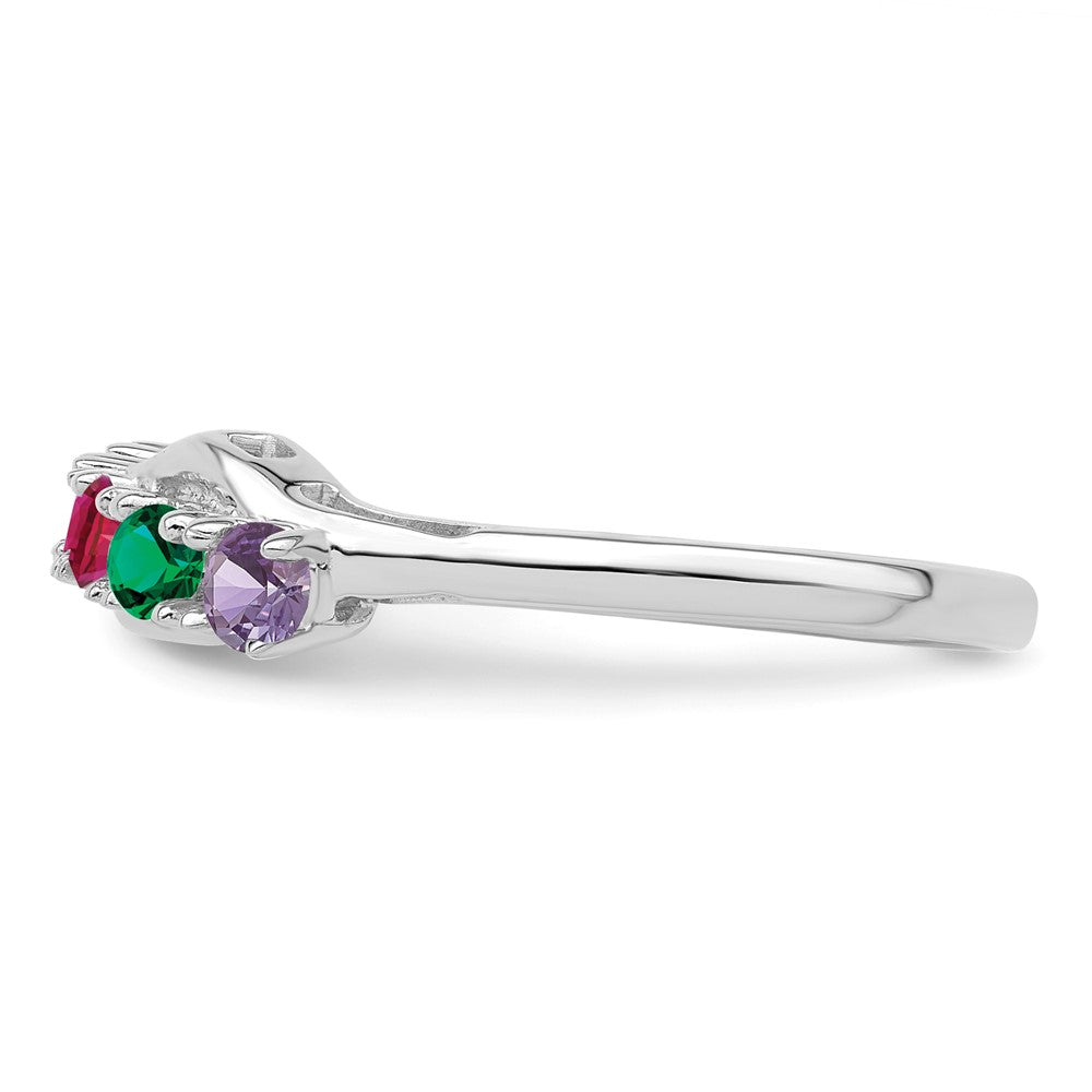 Sterling Silver Rhodium-plated Synthetic 6 Stone Mother's Ring