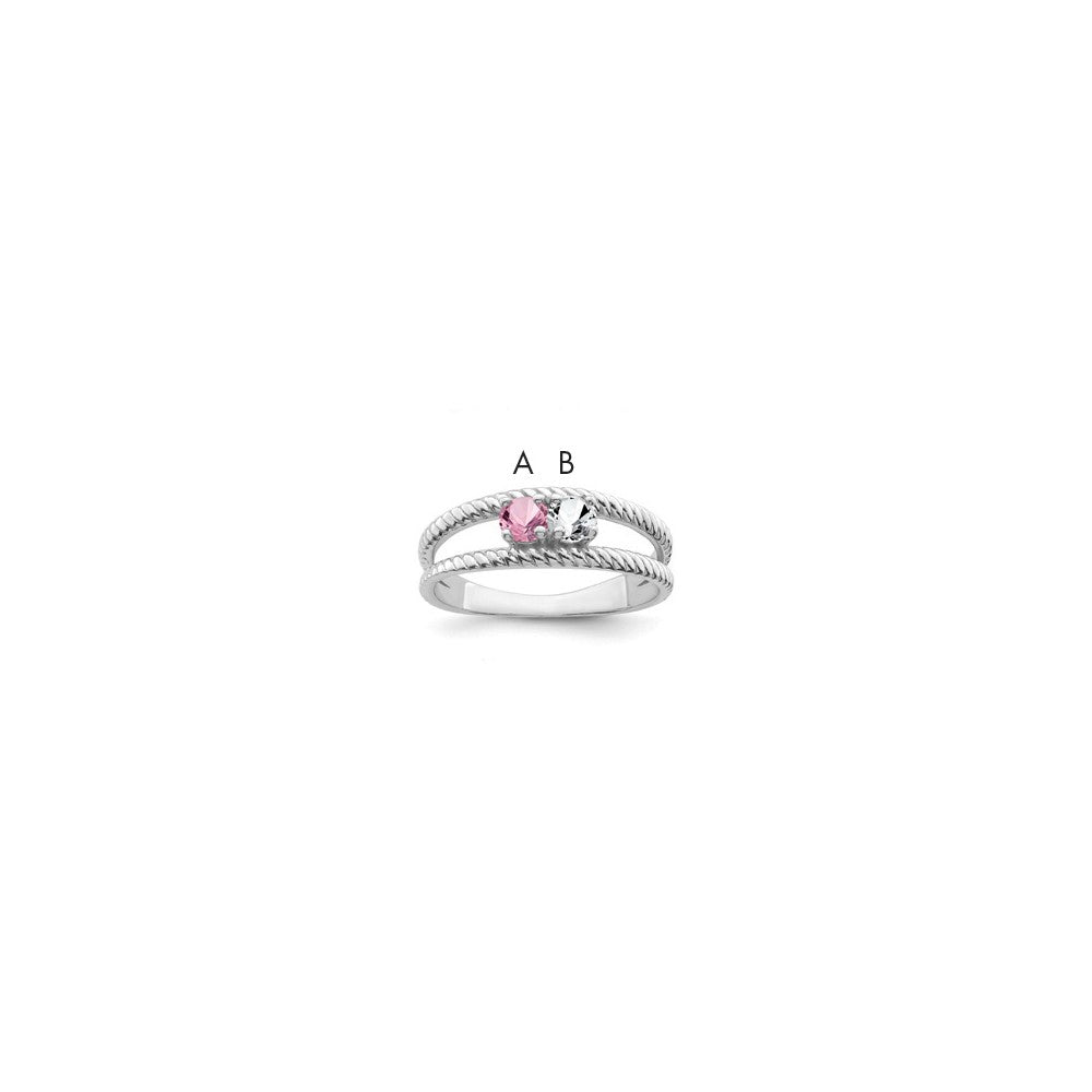 Sterling Silver Rhodium-plated family jewelry ring
