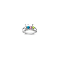 Sterling Silver Rhodium-plated Synthetic 4 Stone Mother's Ring