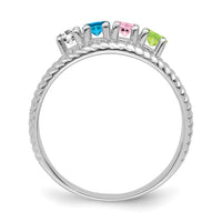 Sterling Silver Rhodium-plated Synthetic 4 Stone Mother's Ring