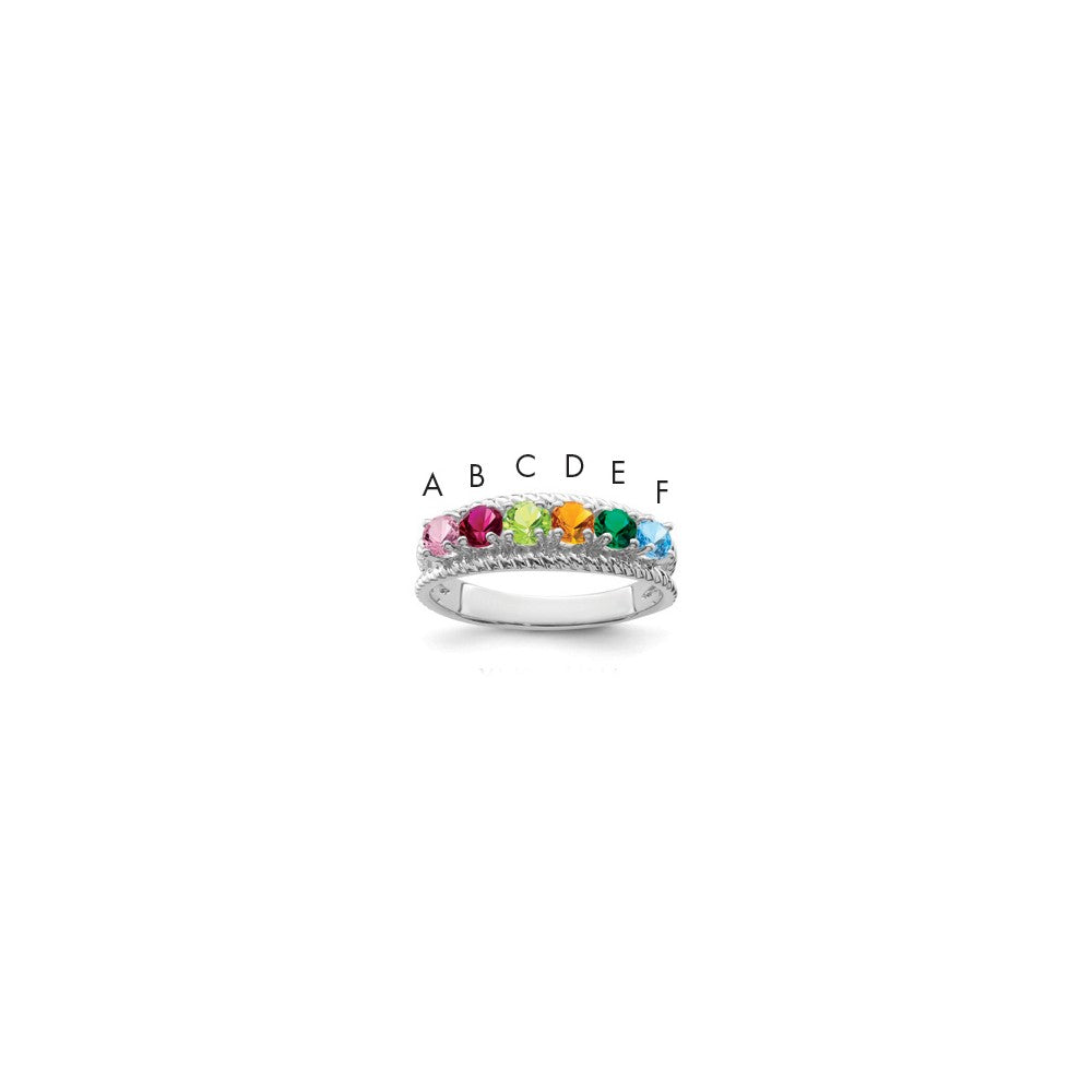 Sterling Silver Rhodium-plated family jewelry ring