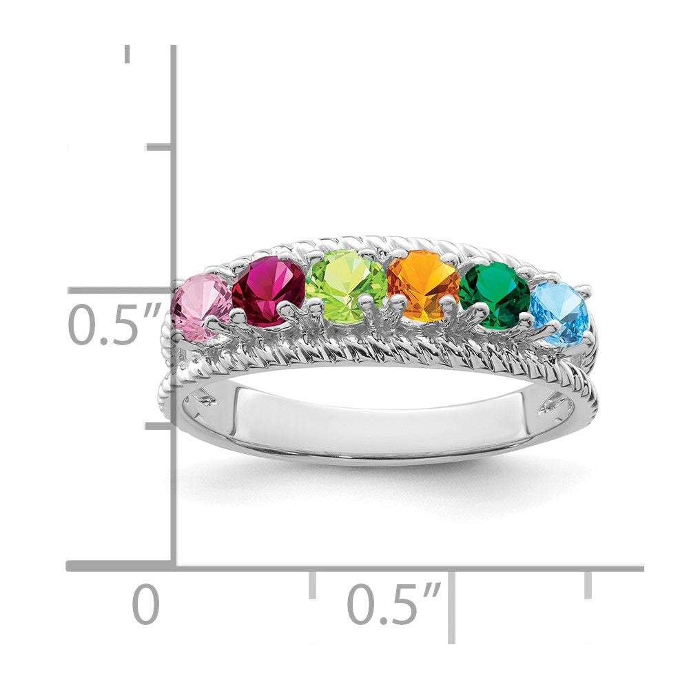 Sterling Silver Rhodium-plated family jewelry ring