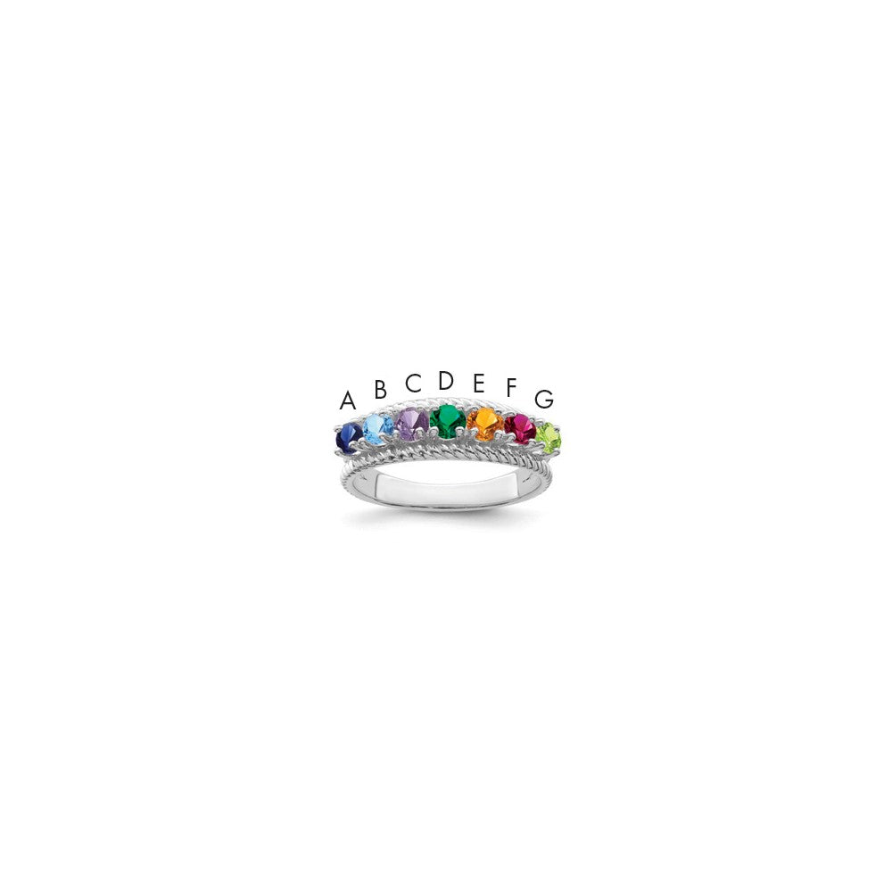 Sterling Silver Rhodium-plated family jewelry ring
