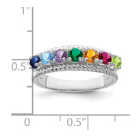 Sterling Silver Rhodium-plated family jewelry ring