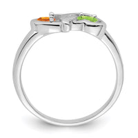Sterling Silver Rhodium-plated Synthetic 2 Stone Mother's Ring