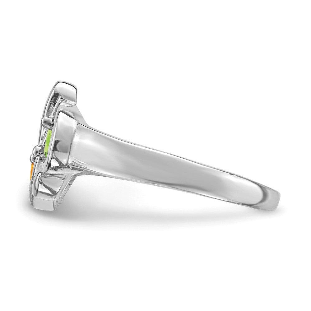 Sterling Silver Rhodium-plated Synthetic 2 Stone Mother's Ring
