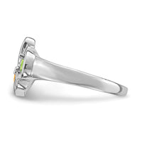 Sterling Silver Rhodium-plated Synthetic 2 Stone Mother's Ring