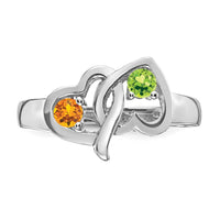 Sterling Silver Rhodium-plated Synthetic 2 Stone Mother's Ring