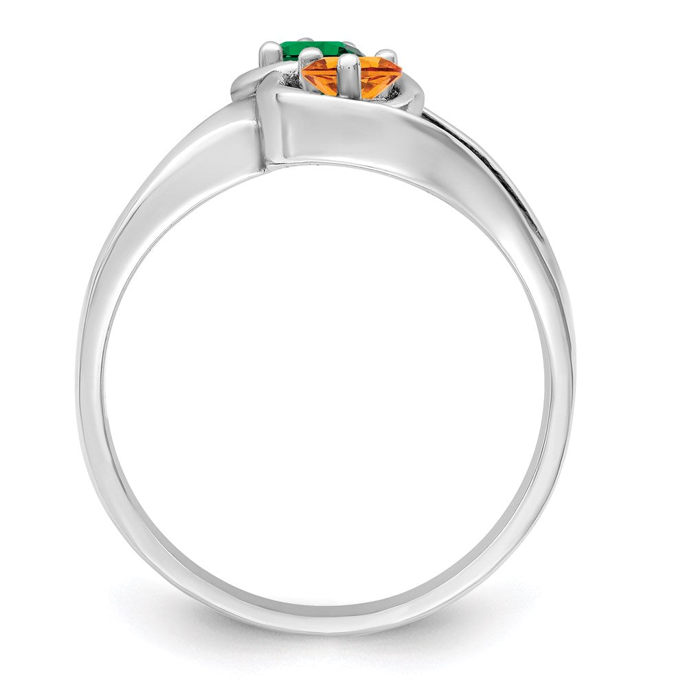 Sterling Silver Rhodium-plated Sythetic Stone & Diamond Couple Ring