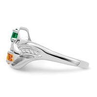 Sterling Silver Rhodium-plated Imitation and Diamond Couple Ring
