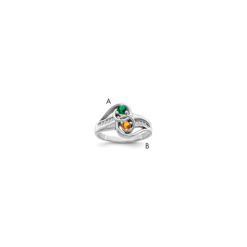 Sterling Silver Rhodium-plated Imitation and Diamond Couple Ring