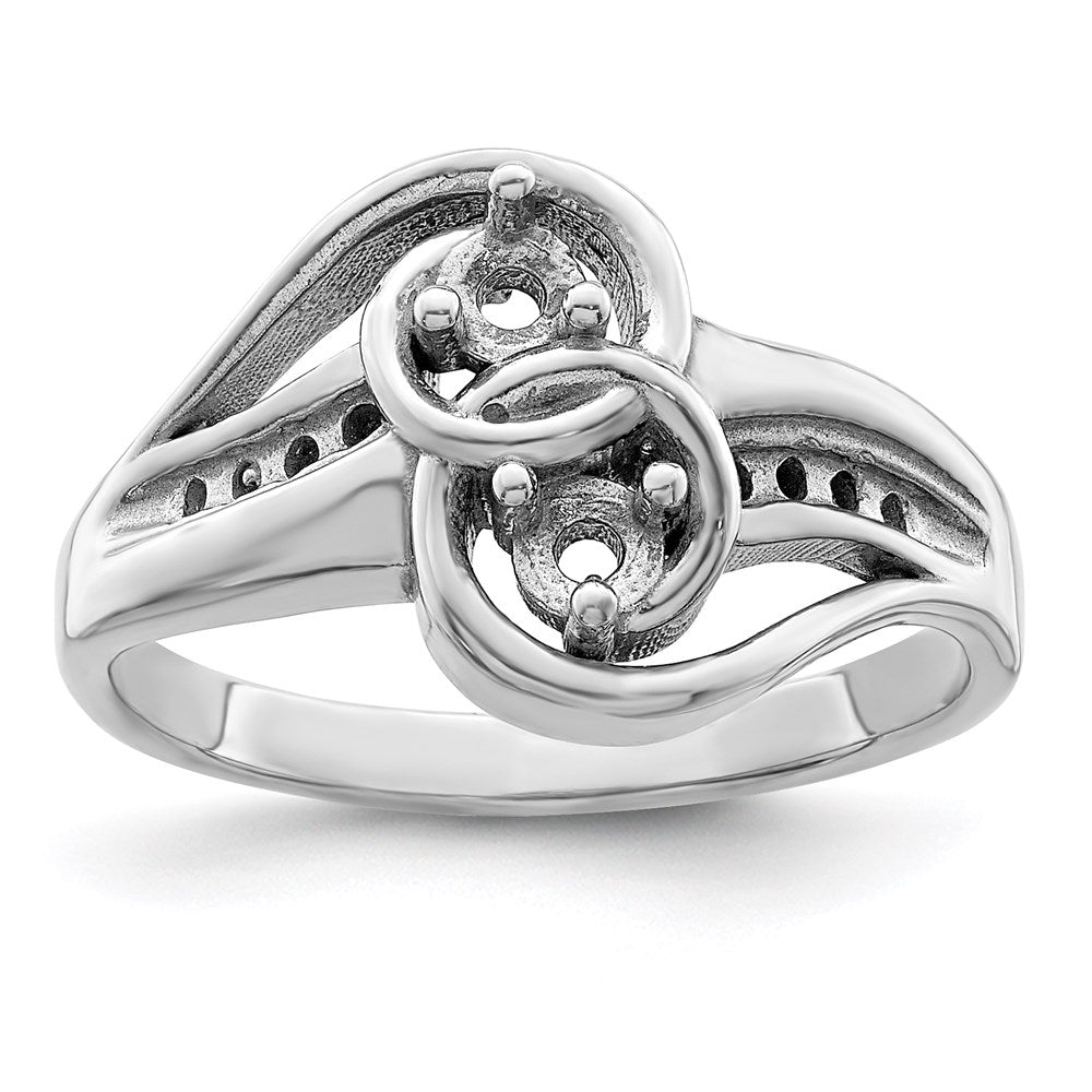 Sterling Silver Rhodium-plated Sythetic Stone & Diamond Couple Ring